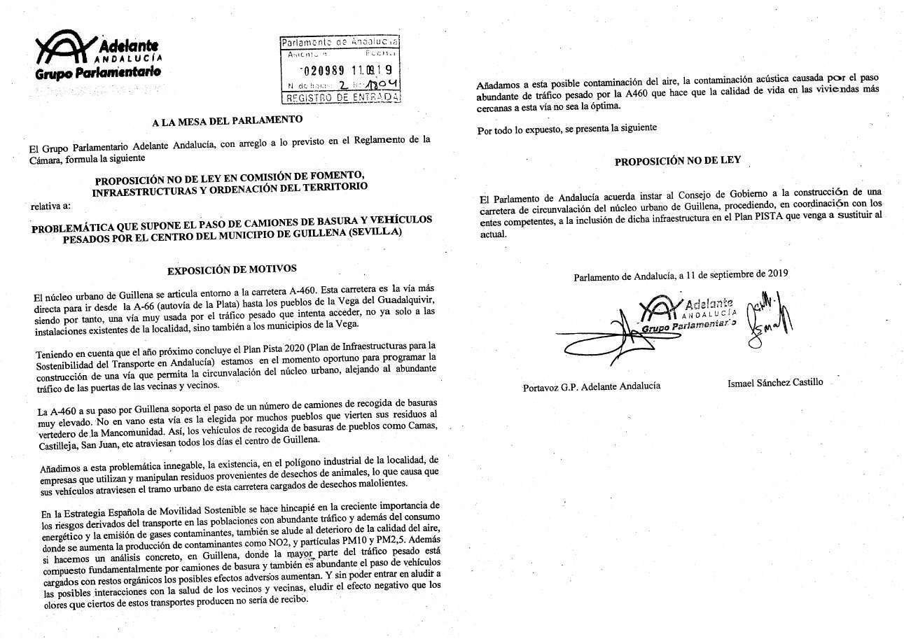 Proposición No de Ley sobre circunvalación en el municipio de Guillena
