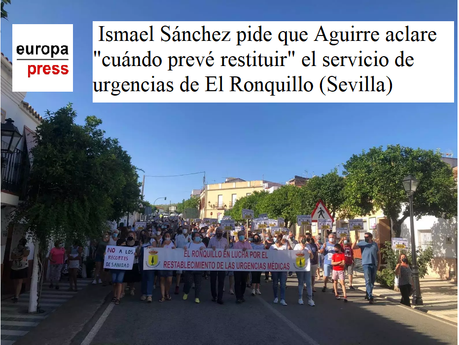 Ismael Sánchez pide que Aguirre aclare «cuándo prevé restituir» el servicio de urgencias de El Ronquillo