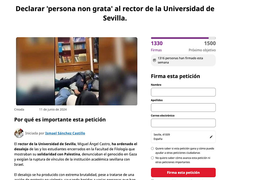 Declarar 'persona non grata' al rector de la Universidad de Sevilla